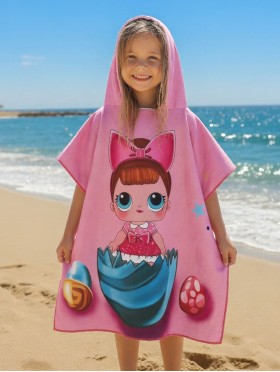 Kids Cute Patterned Hoodie Towel